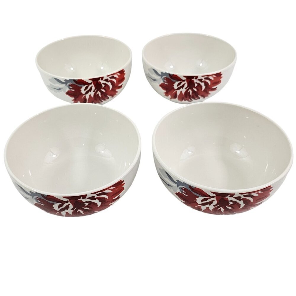 Nanette Lepore Floral Trim Porcelain 5.5" Cereal Soup Salad Bowls – Set of 4